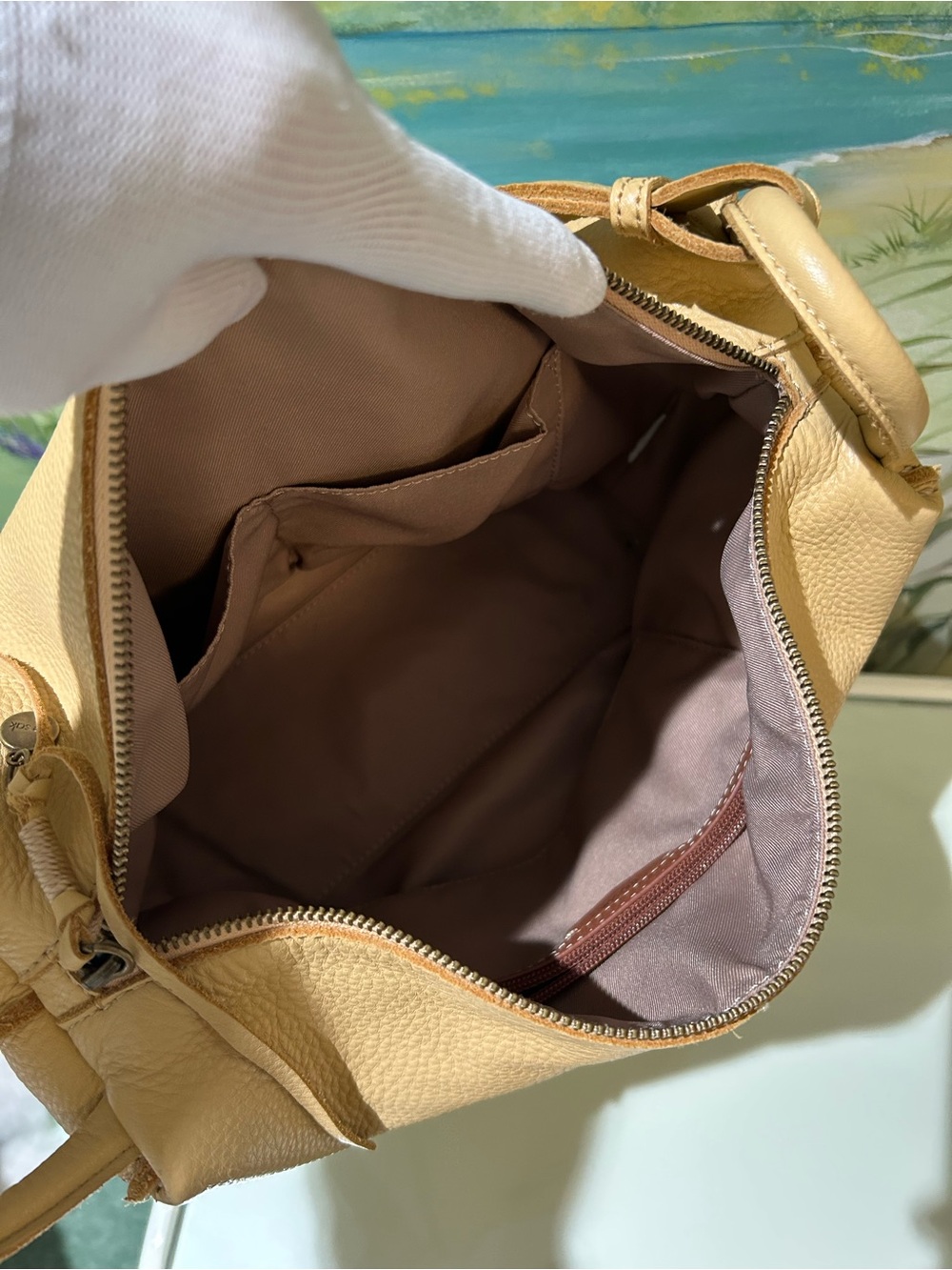 The Sak Los Feliz Pebble Grain Leather Hobo Bag in Buttercream (Soft Yellow) - Picture 14 of 16